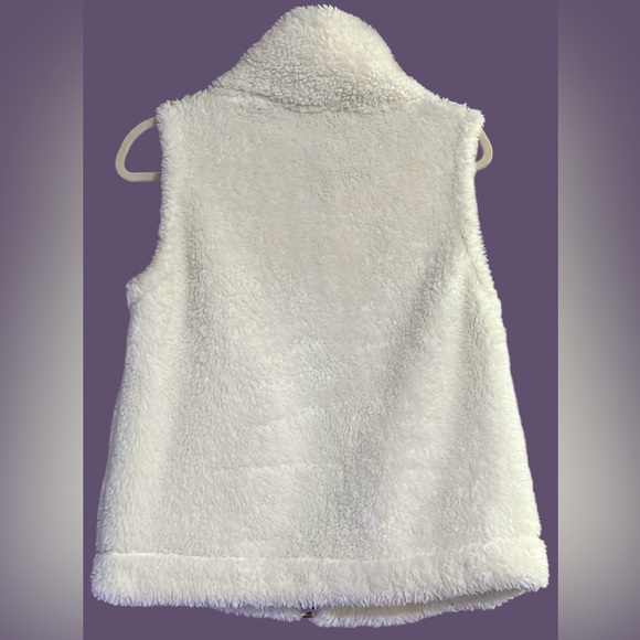 TOMMY HILFIGER Winter White Full Zip Plush Sherpa Fleece Vest, Sz Small, GUC. - Picture 8 of 8